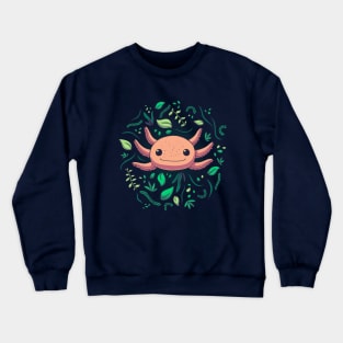 Axolotl with Plants // Kawaii, Wild Animal Crewneck Sweatshirt